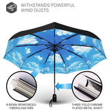 Windproof Travel Umbrella - Compact, Automatic, Blue Sky-Repel Umbrella