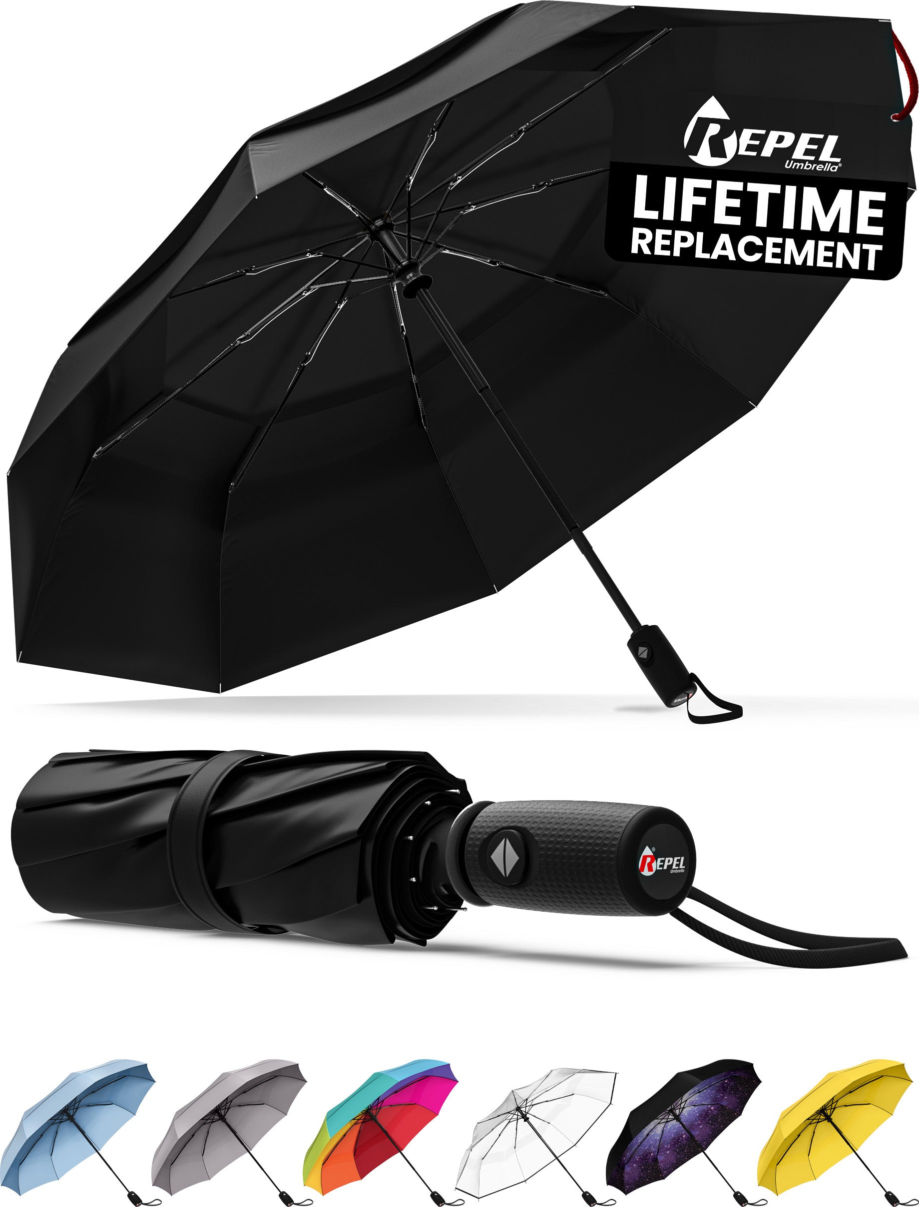 TTS Repel Windproof Travel Umbrella - Compact, Automatic