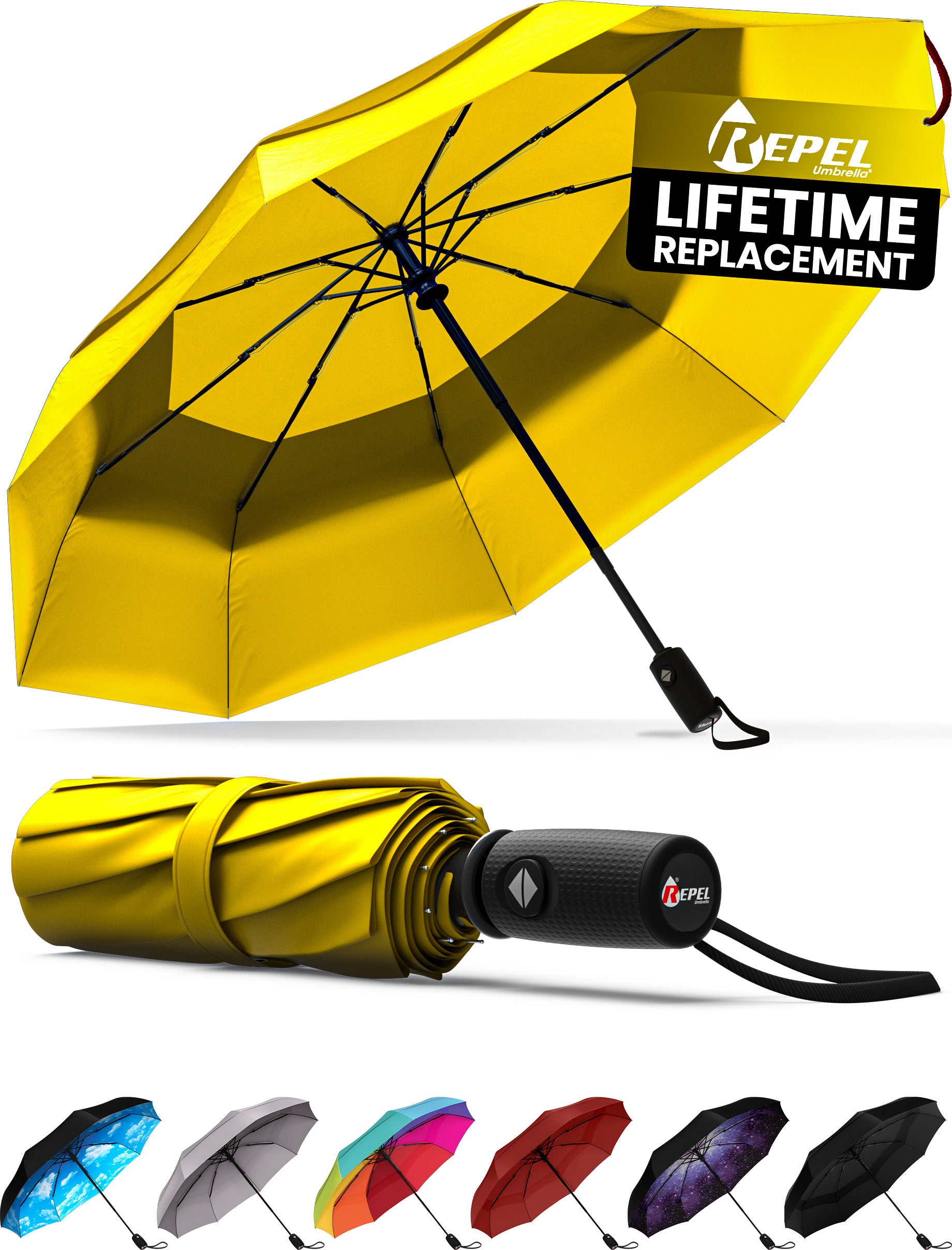 TTS Repel Windproof Travel Umbrella - Compact, Automatic