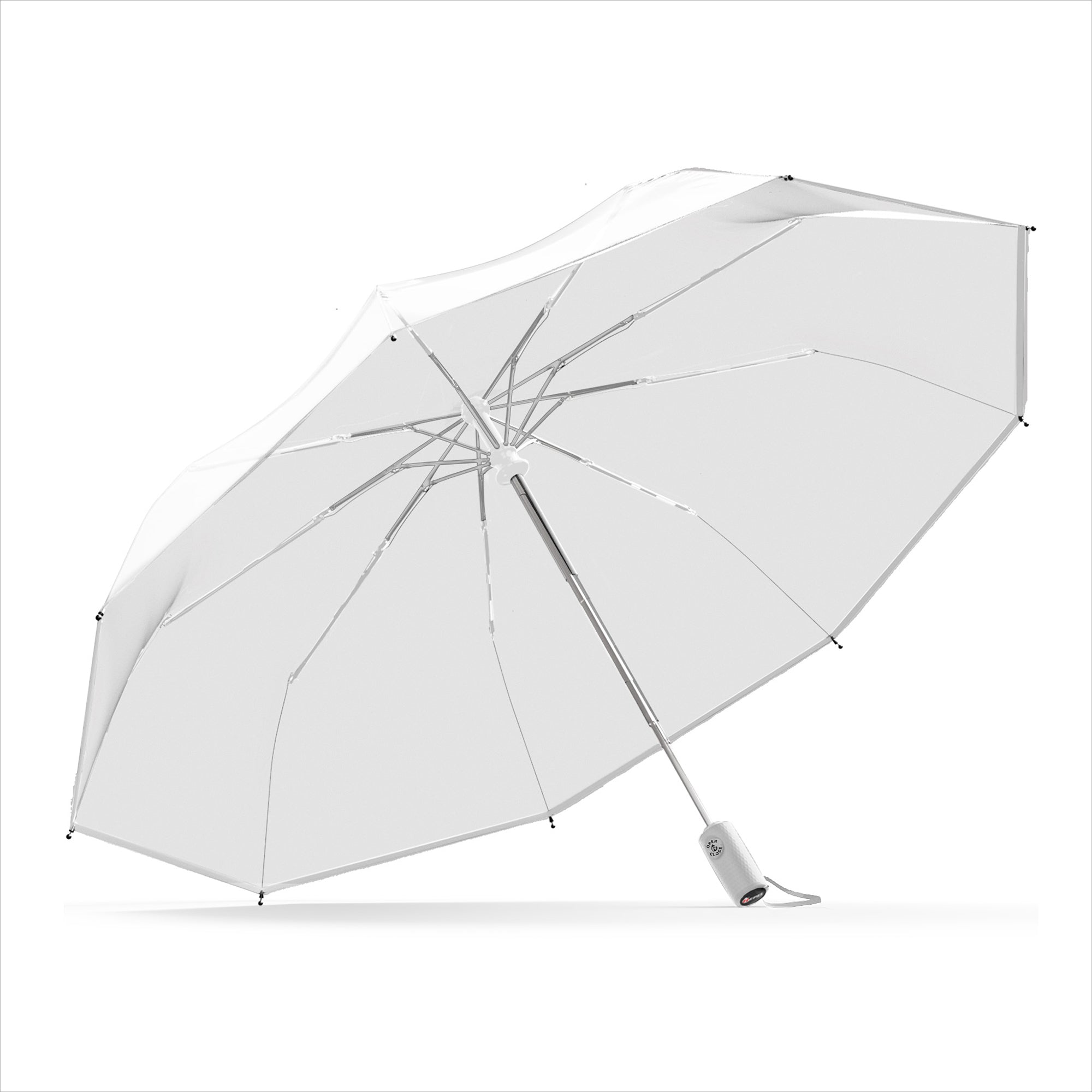 Repel Frosted Travel Umbrella – Windproof Compact Auto Open, White Trim
