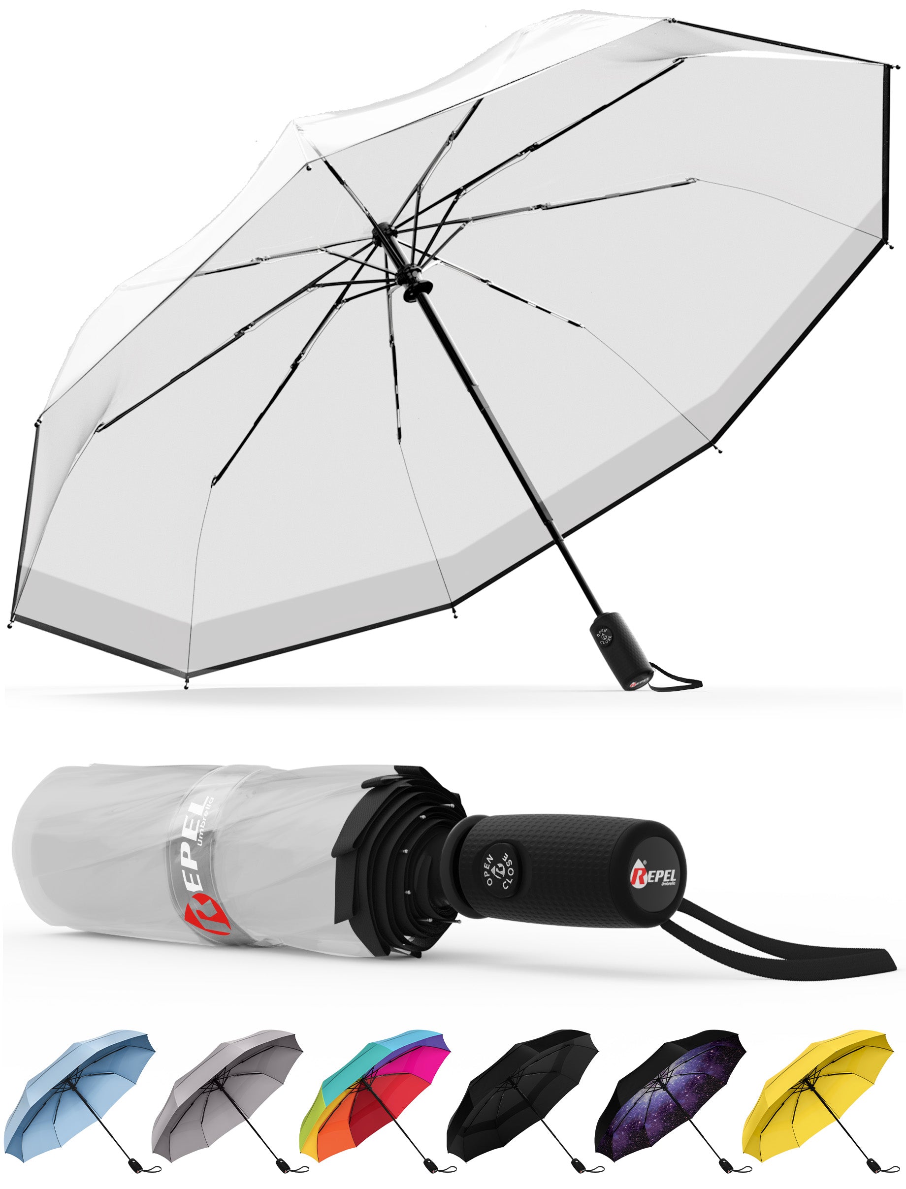 TTS Repel Windproof Travel Umbrella - Compact, Automatic