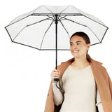 Repel Frosted Travel Umbrella – Windproof Compact Auto Open, Black Trim
