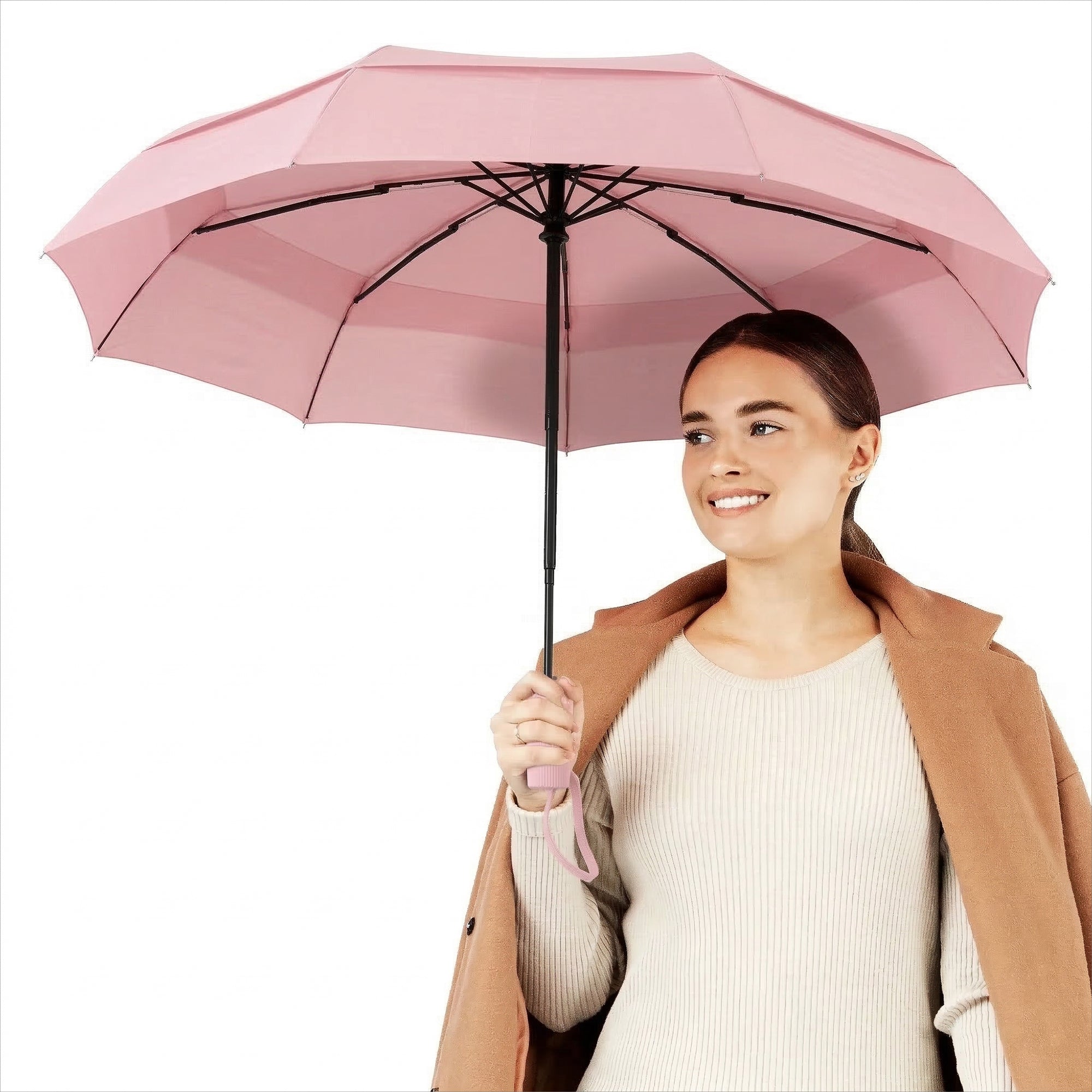 Repel Windproof Travel Umbrella – Pastel Pink Compact Auto Open
