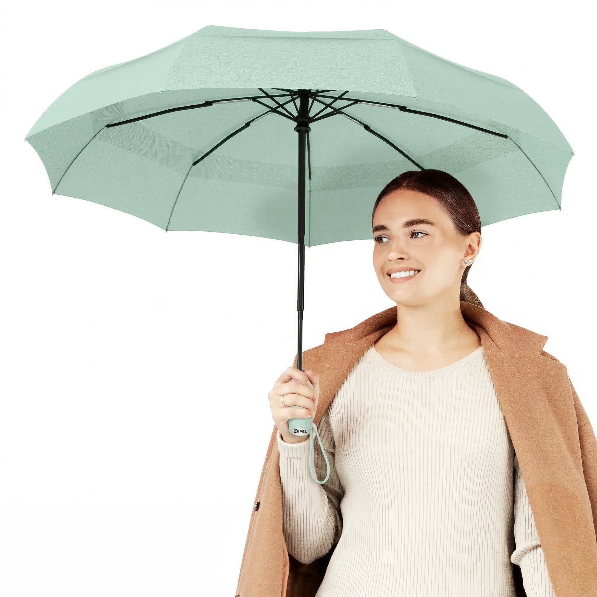 Repel Windproof Travel Umbrella – Pastel Mint Compact Auto Open