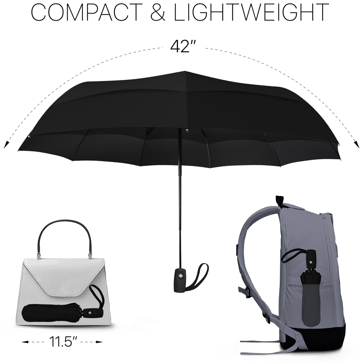 Windproof Travel Umbrella - Compact, Durable, Automatic
