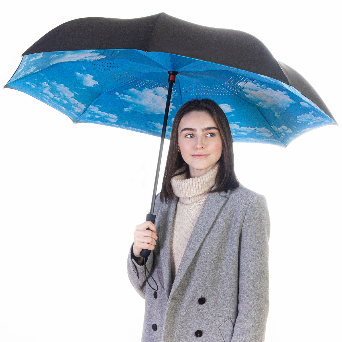 Reverse Folding Umbrella - Blue Sky